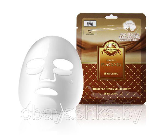 [3W CLINIC] Тканевая маска для лица ПЛАЦЕНТА Fresh Placenta Mask Sheet, 1 шт - фото 1 - id-p139586271