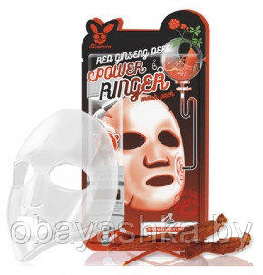 [Elizavecca] Тканевая маска для лица КРАСНЫЙ ЖЕНЬШЕНЬ Red gInseng Deep Power Ringer Mask Pack, 1 шт - фото 1 - id-p139598702