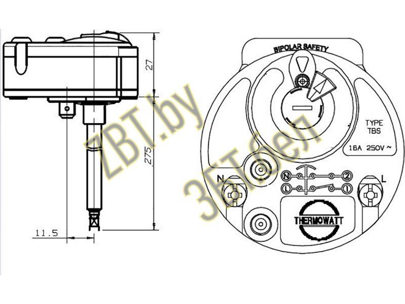 Термостат для водонагревателя (бойлера) Ariston 691217-DIY (TBS2_R 300 75/95, 993215, 691215, 65100412, - фото 3 - id-p139609464