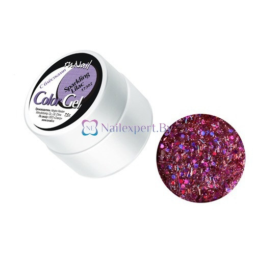 Цветной гель с блестками Sparkling Lilac (сиреневый) ruNail 0087, 7,5гр. - фото 1 - id-p139682459