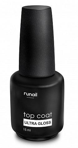 Глянцевый топ для гель-лака без липкого слоя Top Coat Ultra Gloss Runail, 15 мл,, фото 2