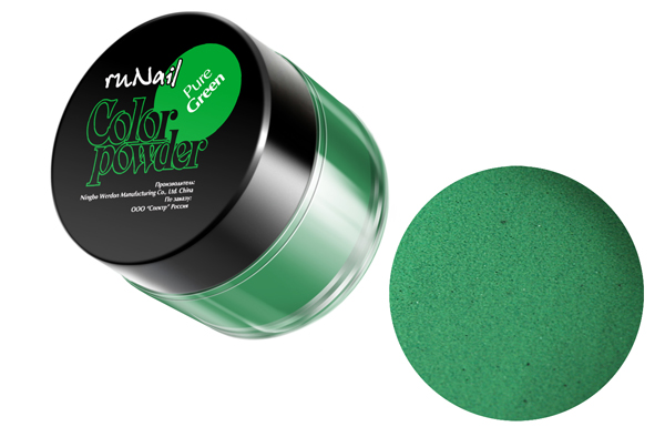 Цветная акриловая пудра Runail (зеленая, Pure Green), 7,5 г - фото 1 - id-p139688908