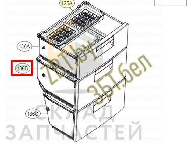 Ящик средний морозильной камеры для холодильника LG AJP75114801, фото 2