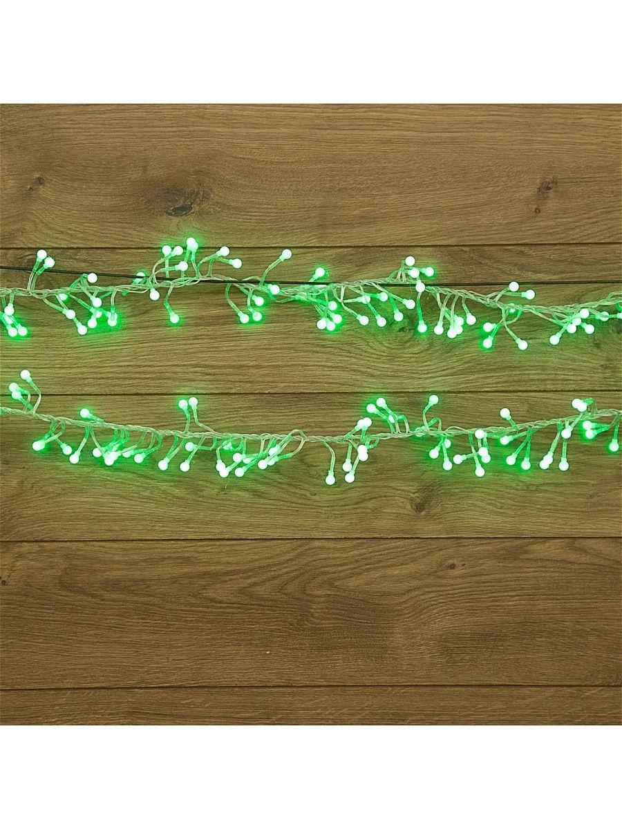 Светодиодная гирлянда "Мишура" 3 м. с 8 режимами свечения (прозрачный провод) 288 LED. Для дома.Зеленый цвет - фото 1 - id-p139717430