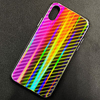 Чехол-накладка радужная в стиле карбон Color Mix для Apple iPhone X / iPhone XS, цвет 48