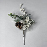 Композиция новогодняя искусственная Белый цветок, фото 3