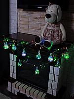 Светодиодная гирлянда "Ретро-лампы" 3 м, 100 LED, цвет свечения: Мульти.Для помещений.На батарейках
