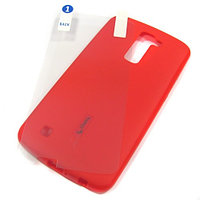 Для LG K10 (K430DS) чехол-накладка силиконовый пленка Cherry матовый красный