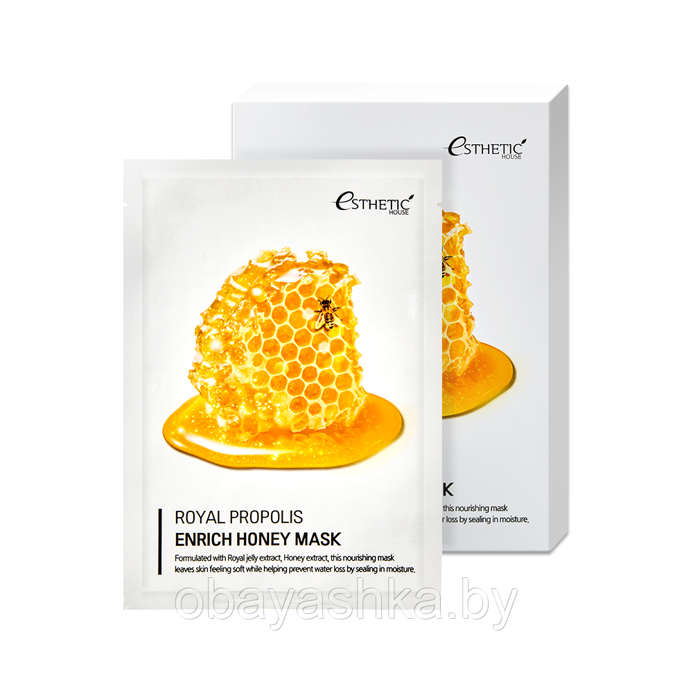 [ESTHETIC HOUSE] Тканевая маска для лица МЕД/ПРОПОЛИС Royal Propolis Enrich Honey Mask, 25 мл* 1 шт - фото 1 - id-p139780578