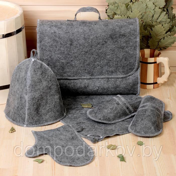 Набор банный портфель 5 предметов серый, без вышивки, первый сорт - фото 7 - id-p139796390
