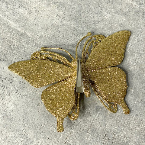 Игрушка елочная новогодняя Бабочка золотая - фото 2 - id-p139798142