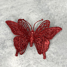 Бабочка красная декоративная на прищепке