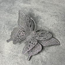 Бабочка серебрянная декоративная на прищепке