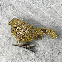 Птичка золотая декоративная на прищепке