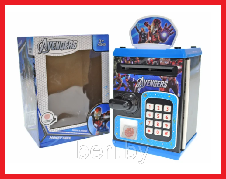 WF-3002AG Сейф детский "Avengers", копилка с электронным кодовым замком, батарейки, звук - фото 2 - id-p139798452