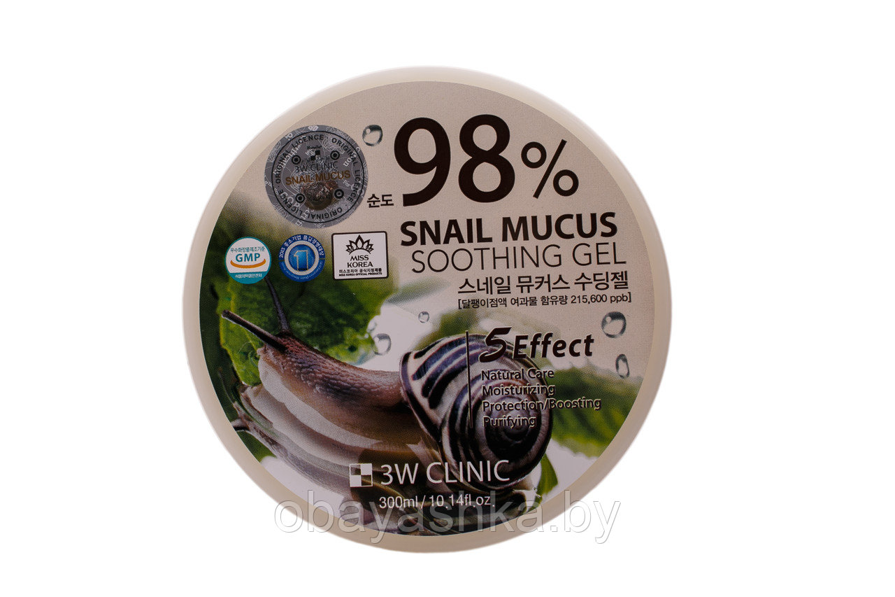 [3W CLINIC] Гель универсальный УЛИТОЧНЫЙ МУЦИН Snail Soothing Gel 98%, 300 мл - фото 1 - id-p139802431