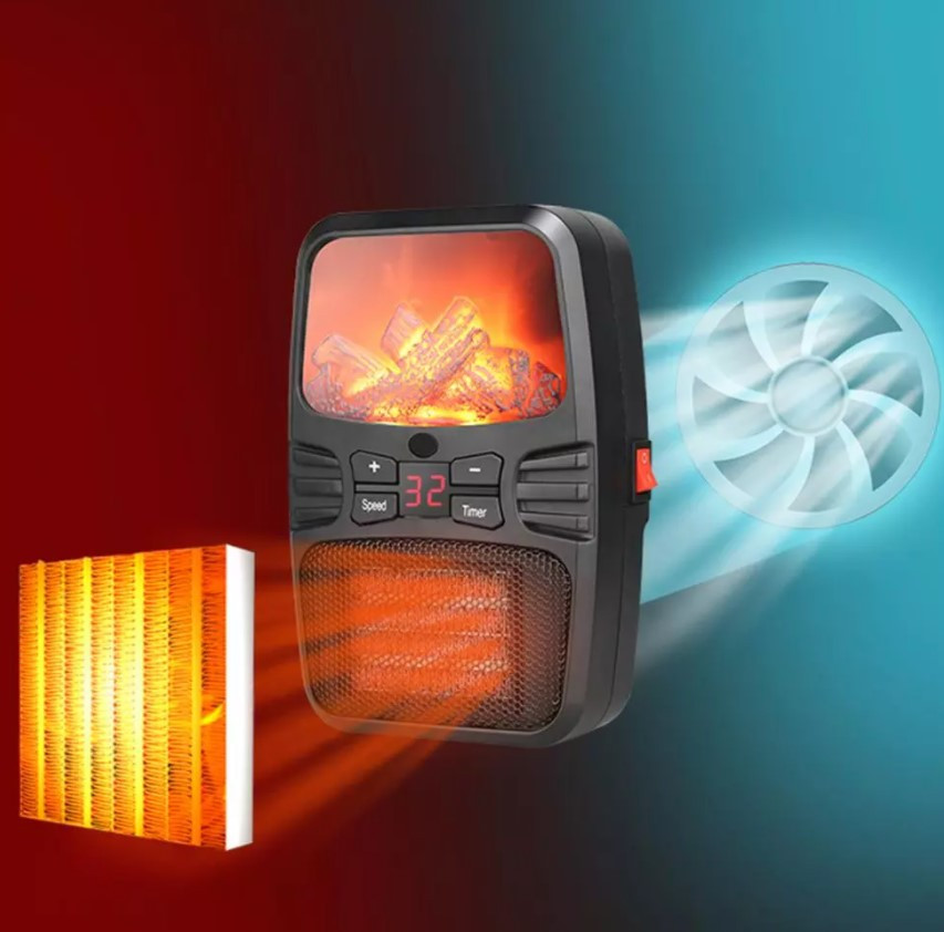 Портативный обогреватель "Камин" Flame Heater (Handy Heater) с пультом управления и с LCD-дисплеем (500Вт) - фото 2 - id-p139807790