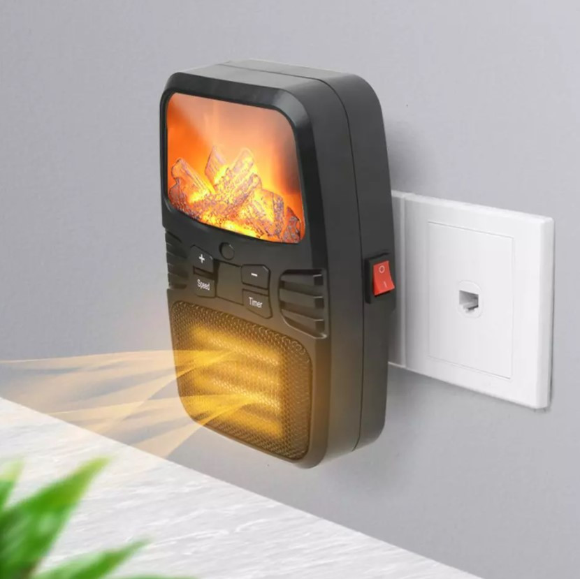 Портативный обогреватель "Камин" Flame Heater (Handy Heater) с пультом управления и с LCD-дисплеем (500Вт) - фото 4 - id-p139807790