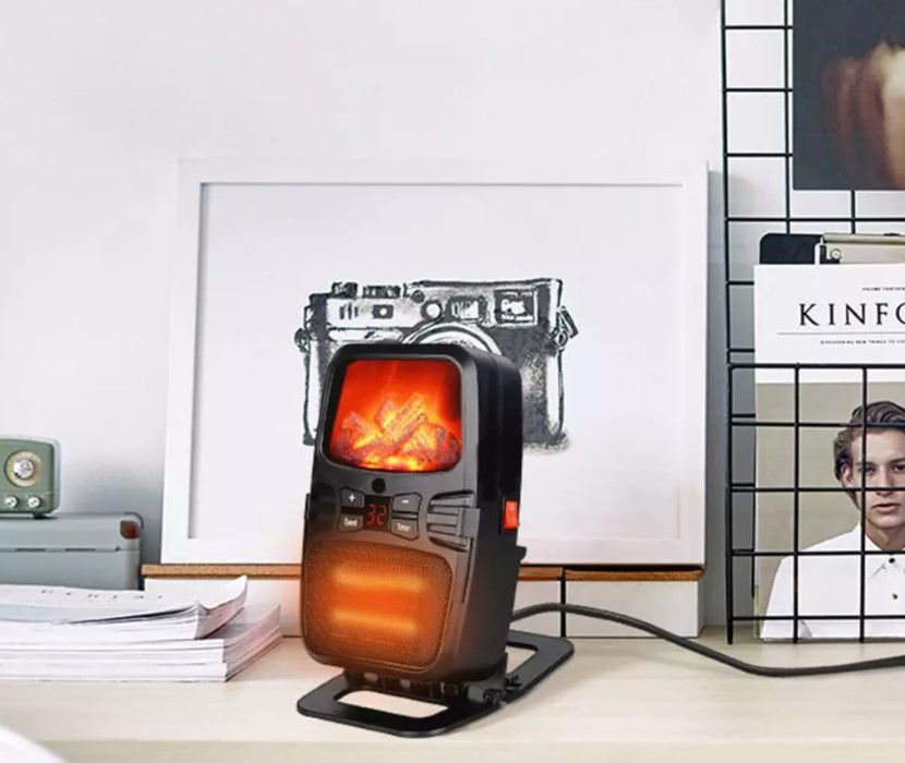 Портативный обогреватель "Камин" Flame Heater (Handy Heater) с пультом управления и с LCD-дисплеем (500Вт) - фото 6 - id-p139807790