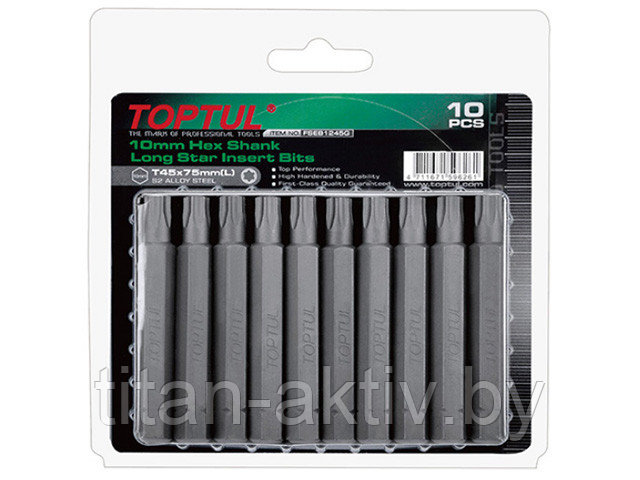 Насадка TORX T20 75мм LONG 10шт блистер TOPTUL