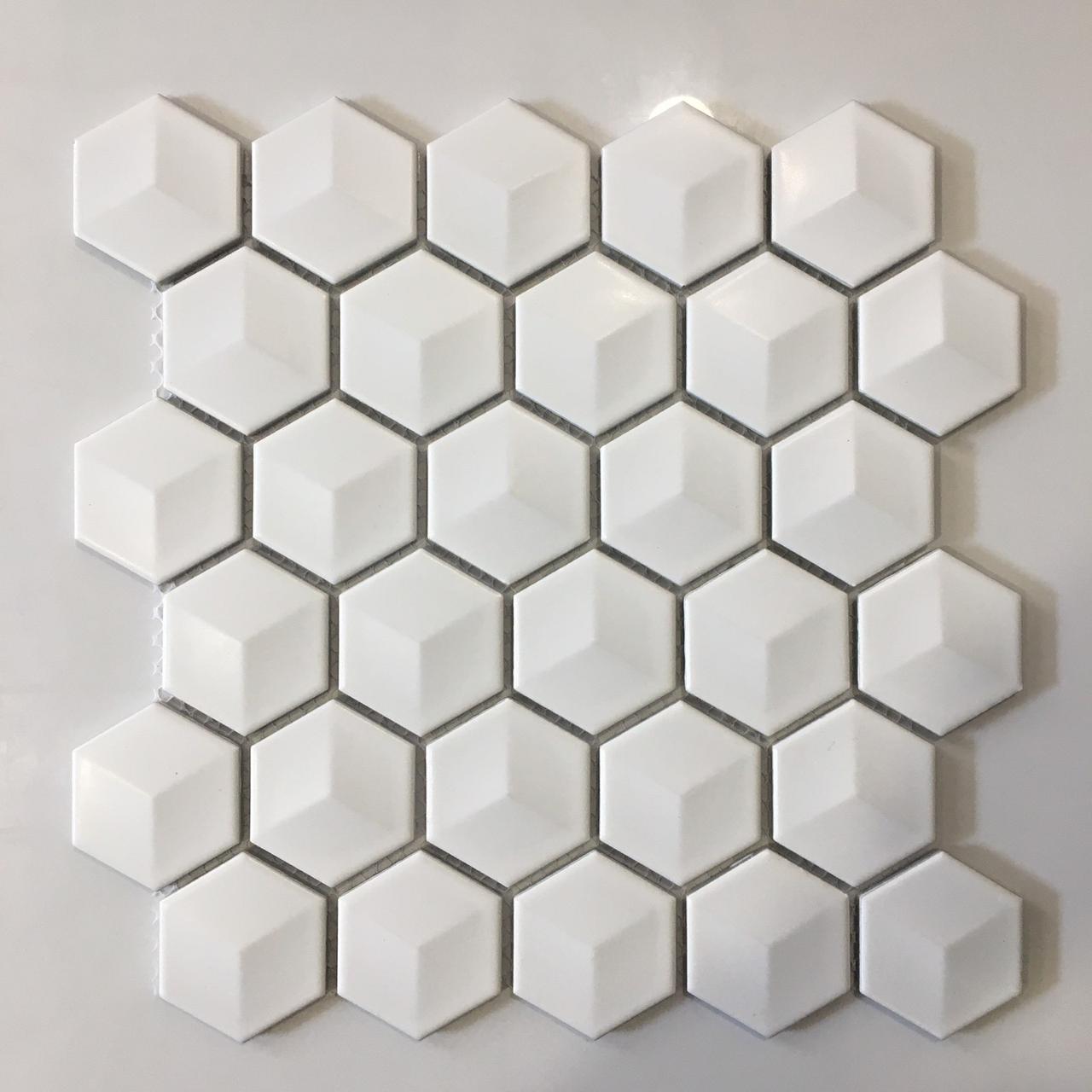 Мозаика 3D Hexagon White Matt