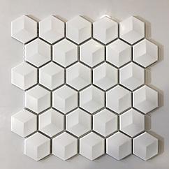 Мозаика 3D Hexagon White Matt