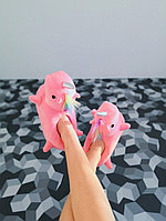 Тапки уютные Кигуруми, весёлые единорог (ВСЕ РАЗМЕРЫ) Розовые, фото 1