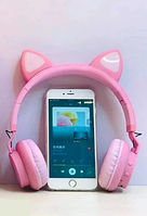 Беспроводные наушники Cat Ear LED 032 со светящимися ушками, цвет розовый