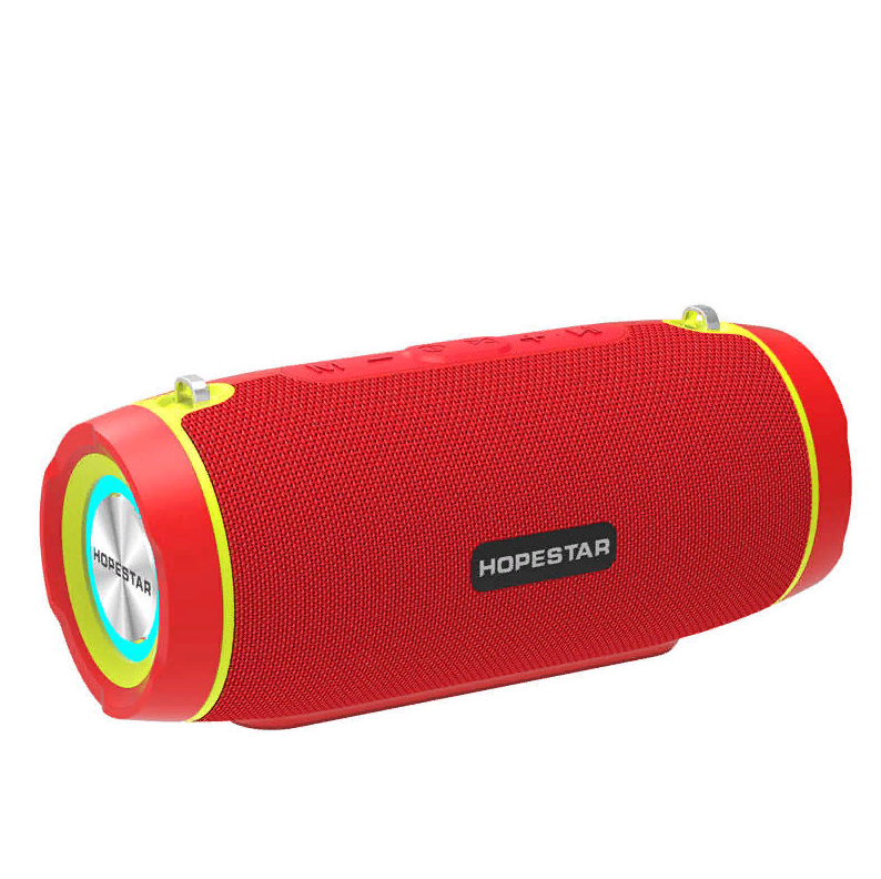 Колонка Hopestar H45 Party + светомузыка / Красная (Bluetooth, TWS, MP3, AUX, Mic)