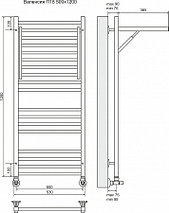 Полотенцесушитель водяной Валенсия люкс П18 500х1200 (4+4+10) TERMINUS, фото 3