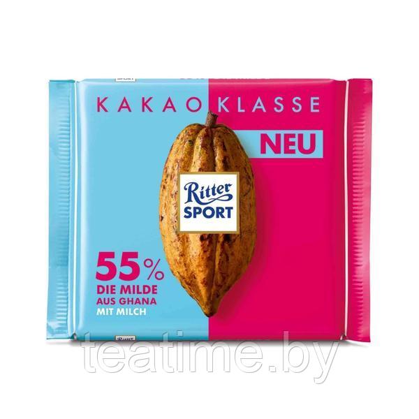 Шоколад Ritter Sport молочный с мягким вкусом из ганы 55%, 100г