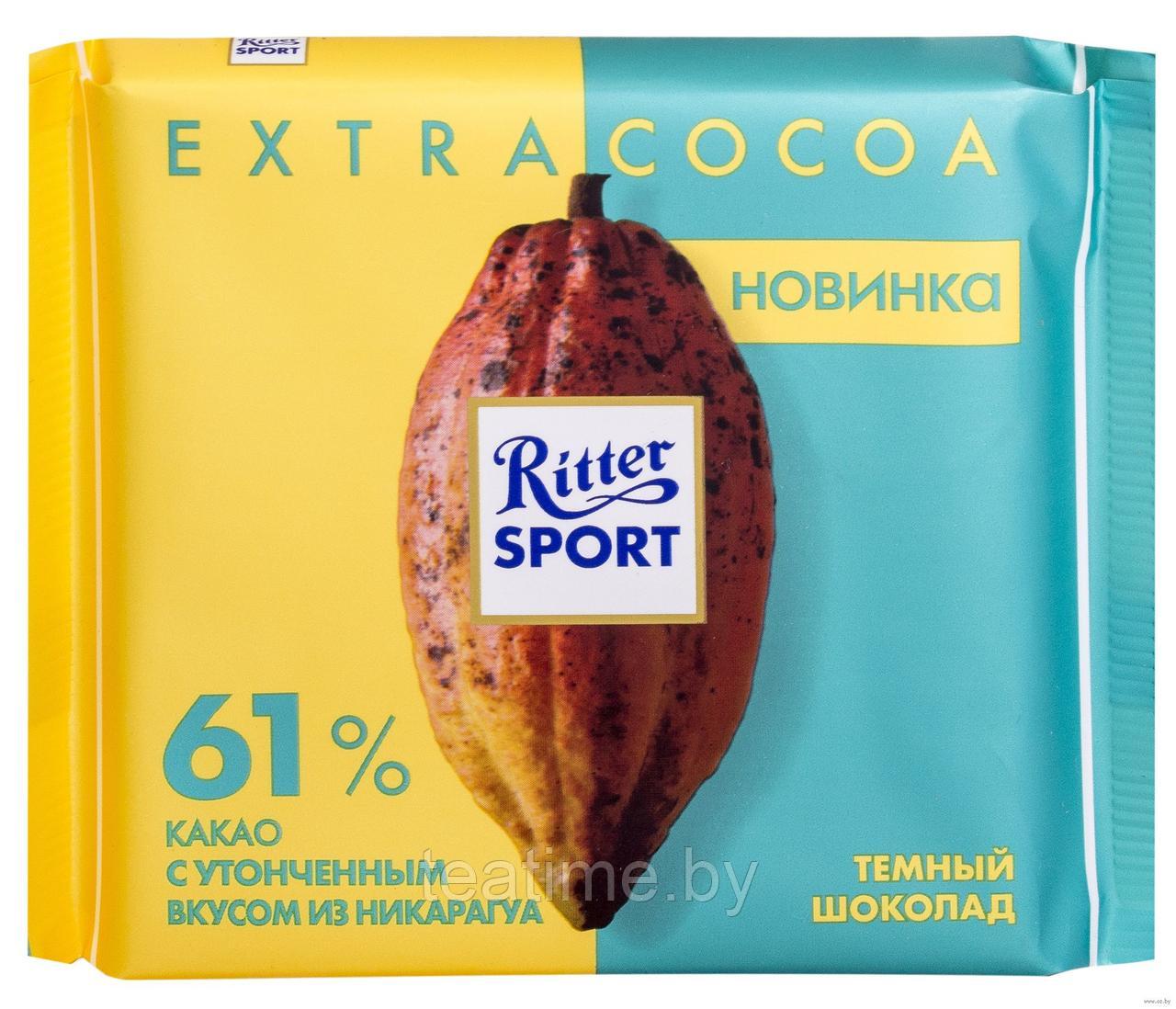 Шоколад Ritter Sport темный 61% какао с утонченным вкусом из Никарагуа 100 г