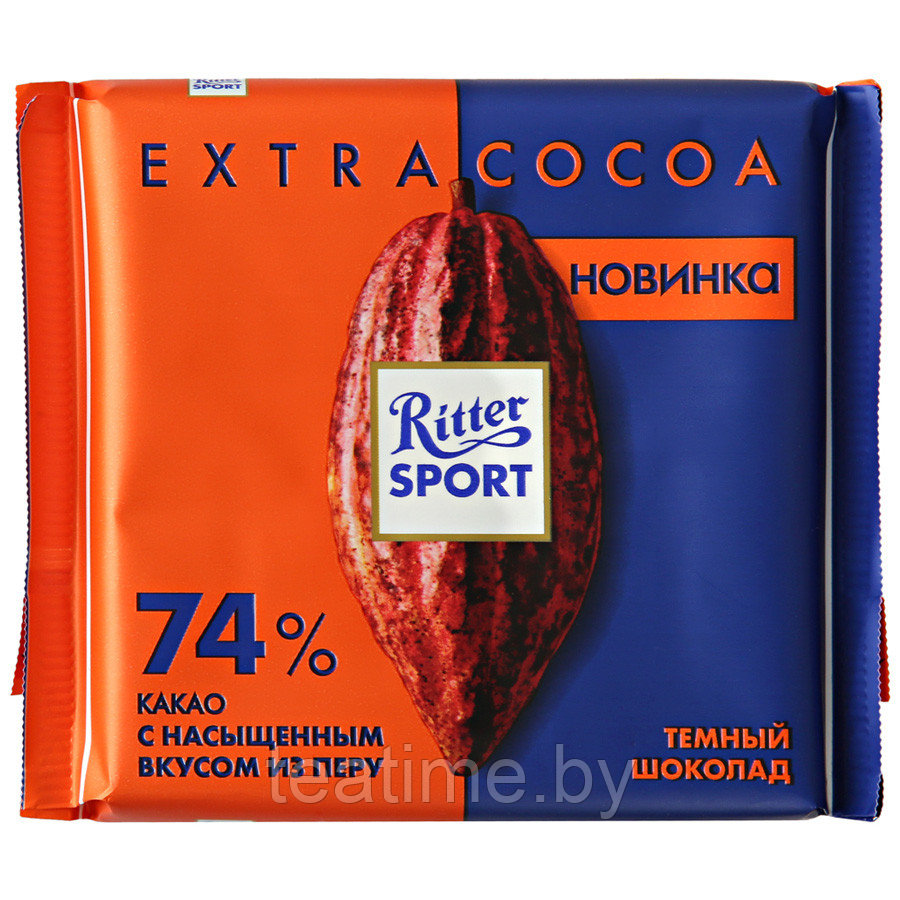 Шоколад Ritter Sport темный 74% какао с насыщенным вкусом из Перу 100 г