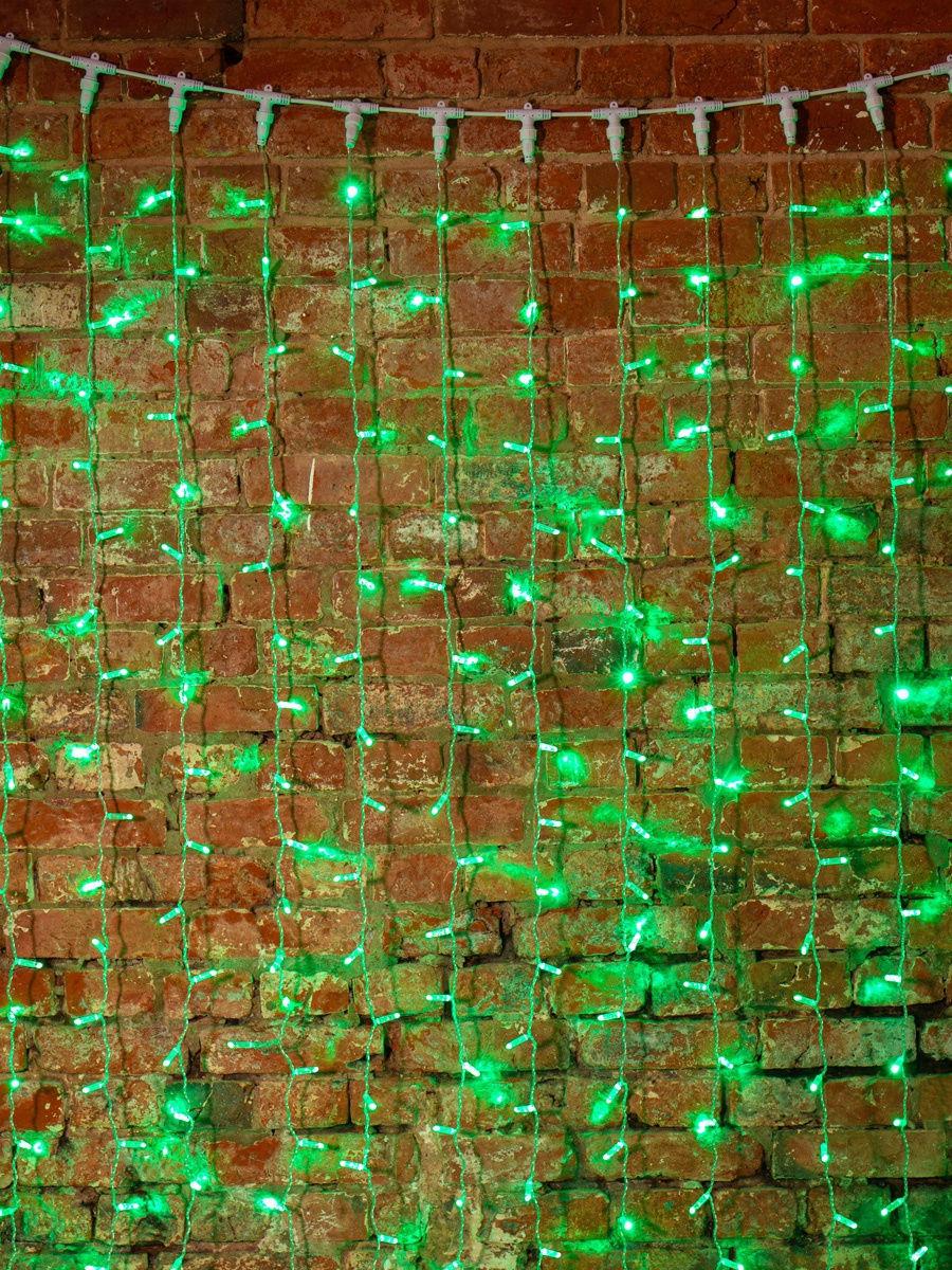 Гирлянда Светодиодный дождь Зеленый.Размер 2*1,5, белый провод ПВХ.360 LED.Постоянное свечение - фото 1 - id-p139873229