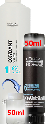 Комплект Лореаль Для мужчин краситель + оксид (3х150+150 ml) для камуфляжа седых волос - Loreal Professionnel
