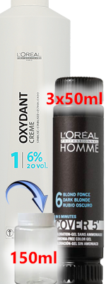 Комплект Керастаз Для мужчин краситель + оксид (3х150+150 ml) для камуфляжа седых волос - Kerastase Homme