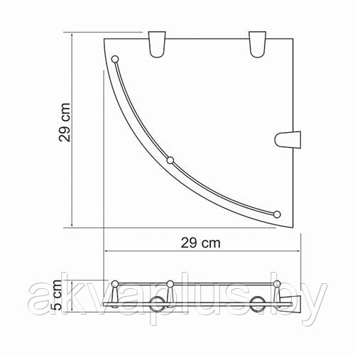 Полка стеклянная угловая с ограничителем WasserKRAFT K-544 ПРОЗРАЧНАЯ - фото 2 - id-p49455215