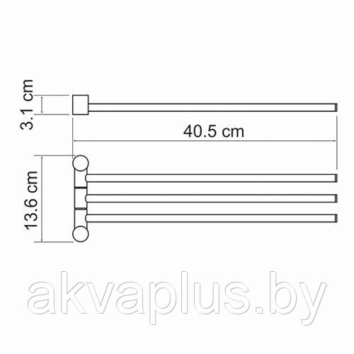 Полотенцедержатель поворотный тройной Wasserkraft K-1033 - фото 3 - id-p49455222