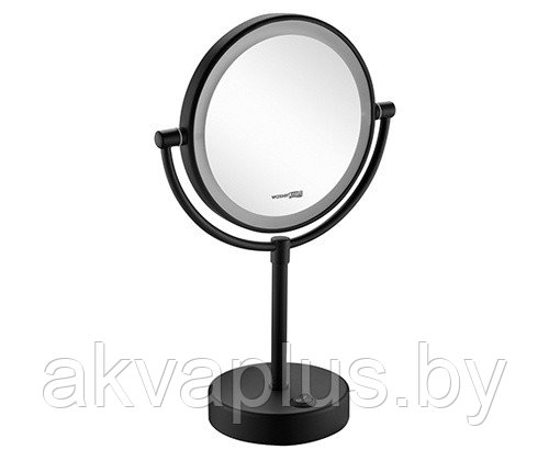 Зеркало косметическое WasserKRAFT K-1005 Black с подсветкой - фото 1 - id-p96371034