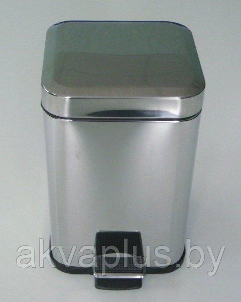 Ведро 5 л с педалью квадратное хромированное последнее уценка
