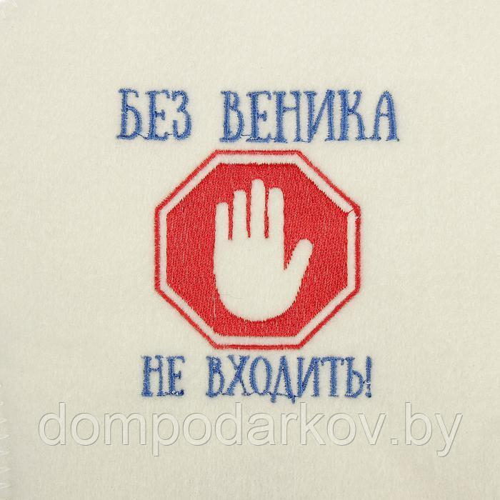 Варежка банная с вышивкой "Без веника не входить", первый сорт - фото 2 - id-p139874955