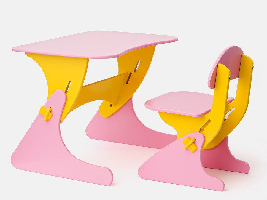 Столик со стульчиком «Буслик» Столики Детям розово-желтый