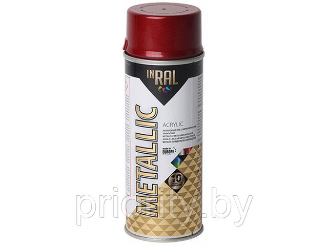 Лак на акриловой основе красный INRAL METALLIC SPRAY 400мл (Цвет красный.) - фото 1 - id-p139890537