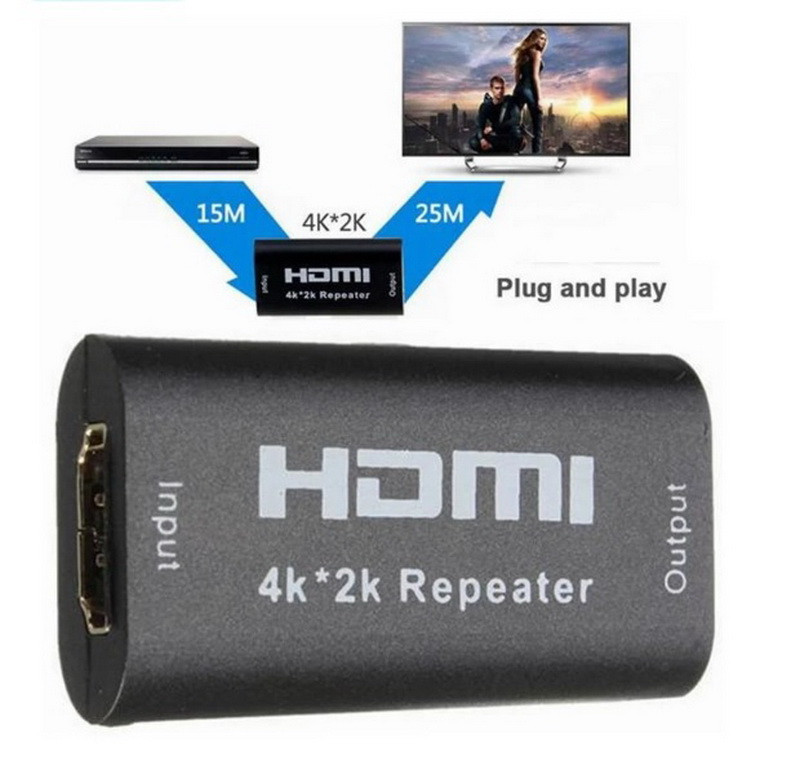 Репитер - повторитель - усилитель сигнала HDMI UltraHD 4K 3D, пассивный, черный 555058 - фото 2 - id-p138001958