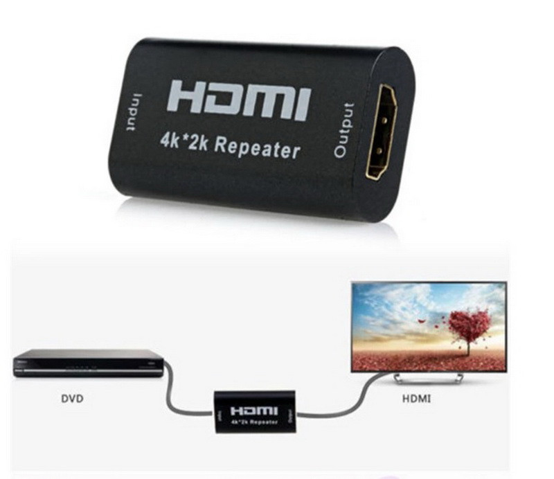 Репитер - повторитель - усилитель сигнала HDMI UltraHD 4K 3D, пассивный, черный 555058 - фото 3 - id-p138001958