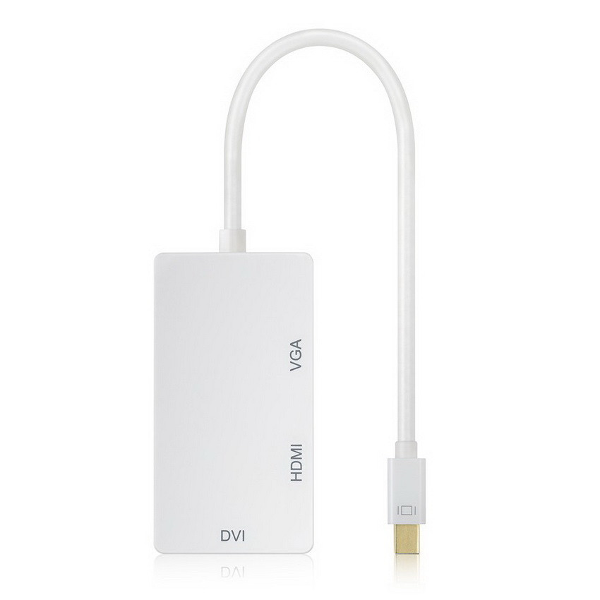 Адаптер - переходник Mini DisplayPort - HDMI - VGA - DVI, прямоугольный, белый 555552 - фото 2 - id-p138002033
