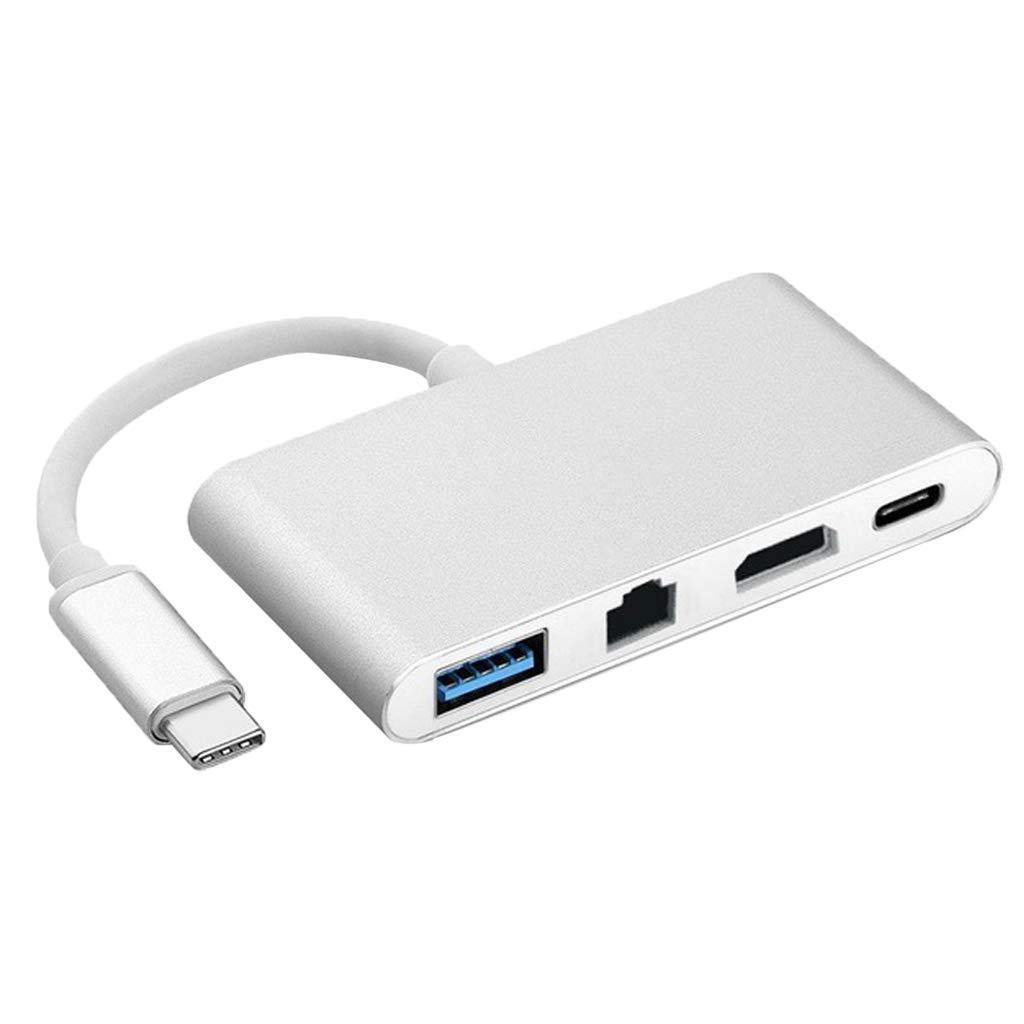 Адаптер - переходник - хаб 4in1 USB3.1 Type-C на HDMI - USB3.0 - USB3.1 Type-C - RJ45 (LAN) до 100 Мбит/с,