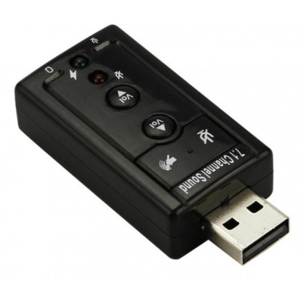 Звуковой адаптер - внешняя звуковая карта USB 3D 2.1/7.1-канальная, кнопки, черный 555739 - фото 2 - id-p138002240