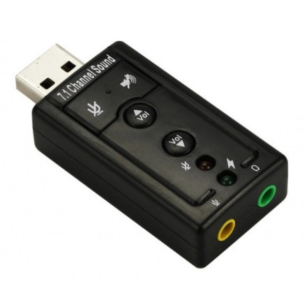 Звуковой адаптер - внешняя звуковая карта USB 3D 2.1/7.1-канальная, кнопки, черный 555739 - фото 3 - id-p138002240