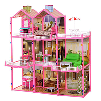 Кукольный дом трёхэтажный с мебелью, 245 предметов, свет, звук, арт.6992